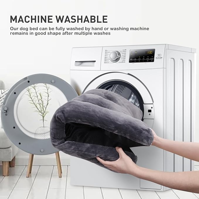 Dog Crate Bed Washable Dog Beds for Large Dogs Deluxe Thick Flannel Fluffy Comfy Kennel Pad Anti-Slip & Anti-Scratch Pet Sleeping Mat 35 x 23 Inch,