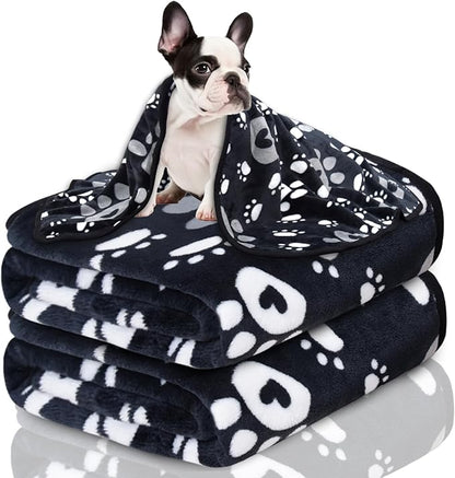 1 Pack 3 Dog Blankets for Small Dogs, Soft Fleece Dog Blanket Fluffy Pet Blanket Warm Sleep Mat Cute Paw Print Puppy Cat Blanket, Flannel Throw for Washable Dog Bed, Blanket for Dogs, 30"X20"