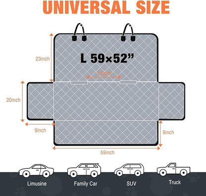 IVY&LANE Dog Car Seat Cover for Back Seat 100% Waterproof 600D Scratch (Grey,59"×52")
