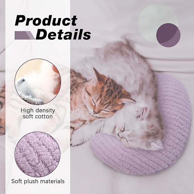 Bonaweite Cat Pillow, Soft Calming Pillow for Dogs, Pet Neck Pillows for Cervical Protection and Sleeping Support, Cat Calming Toy for Anxiety Relief, U-Shaped Soothing Cuddler