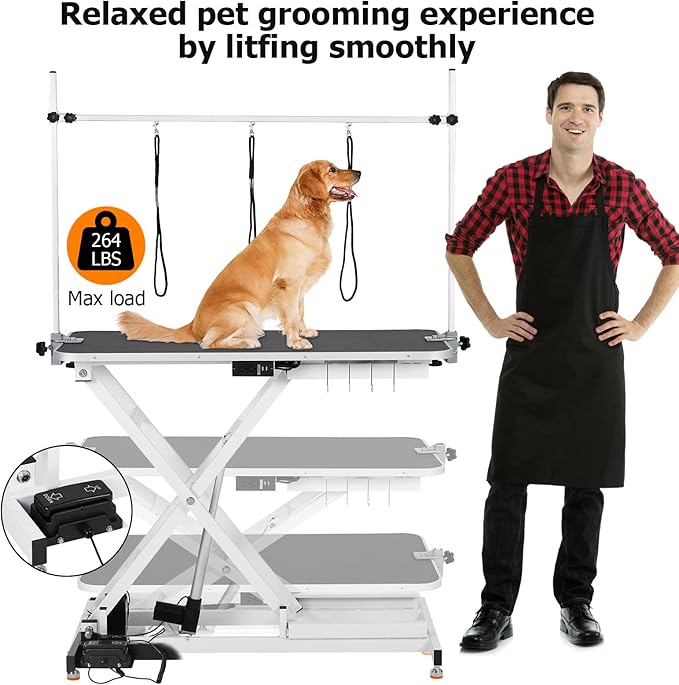 GAOMON Electric Dog Grooming Table (9.4"-39.4") Heavy 47"/White