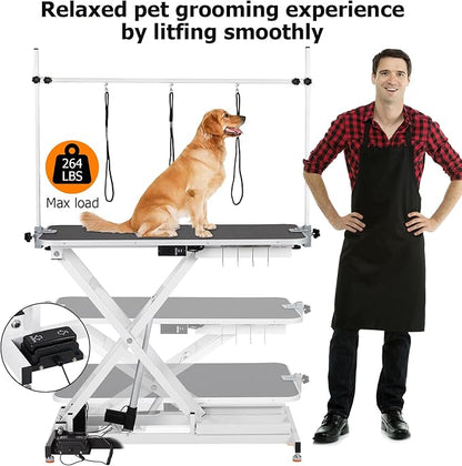 GAOMON Electric Dog Grooming Table (9.4"-39.4") Heavy 47"/White