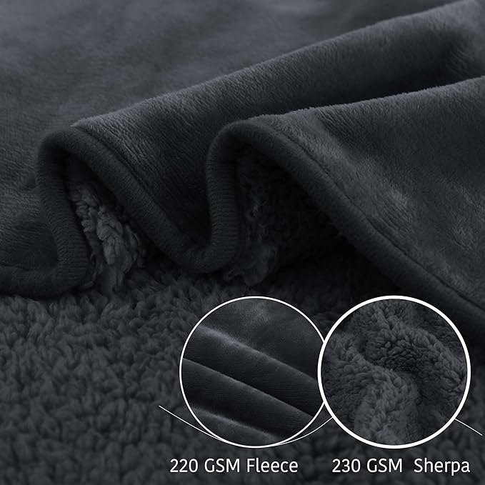 NICETOWN Dog Bed Covers Dog Pet Pads Puppy Pads Washable Mats for Dog Couch Protection Super Soft Pet Bed Covers Reversible Sherpa Fleece Blanket for Large Dog 50" x 60", Grey