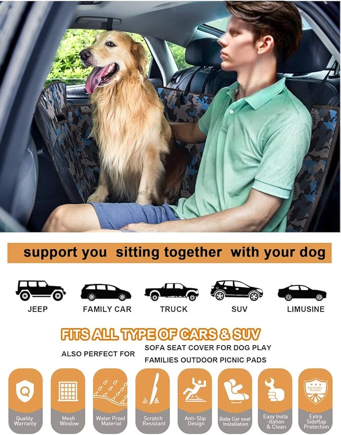 Dog Car Seat Cover for Back Seat