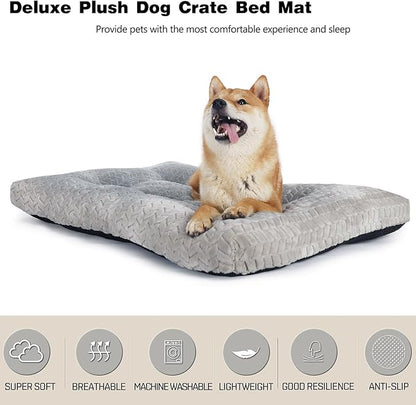 30 Inch dog crate bed crate pads for dog cages Dog Crate Bed for Medium Dogs Soft and Fluffy Crate Mats for Dog Cages Up to 40 lbs Pet Bed Mat Pillows Kennel Pads for Crates Tire Printing Grey L