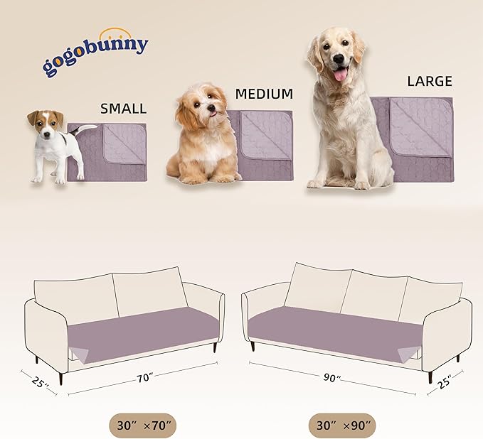 gogobunny 100% Double Sided Waterproof Dog Blanket Soft Pet Bed Cover Reversible Protect Furniture Couch Sofa Car for Puppy Large Dog Cat (Dark Sea Fog/Light Sea Fog 40x50 Inch 1))