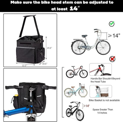 Pet Bicycle Carrier Waterproof Dog Bike Basket Bag with Reflective Stripe Pet Bike Basket Adjustable Shoulder Strap Pet Travel Bag Safe Dog Backpack Carrier for Small Medium Cats and Dogs