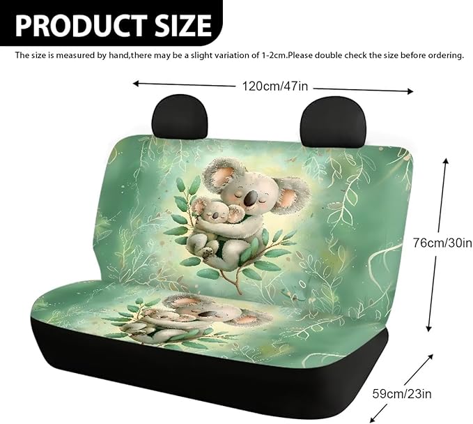 AFPANQZ Koala Car Back Seat Covers Protector Rear Car Seat Cushion Dust and Scratch Proof Washable Auto Bench Protective Universal Fits Car