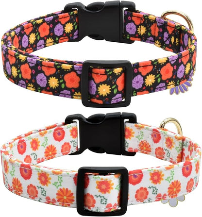 Flower Patterns Dog Collar with Accessories