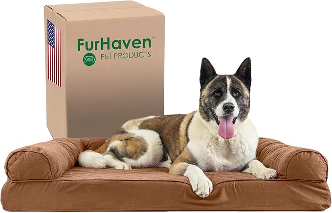 Furhaven Memory Foam Dog Bed for Large Dogs w/ Removable Bolsters & Washable Cover 95 lbs