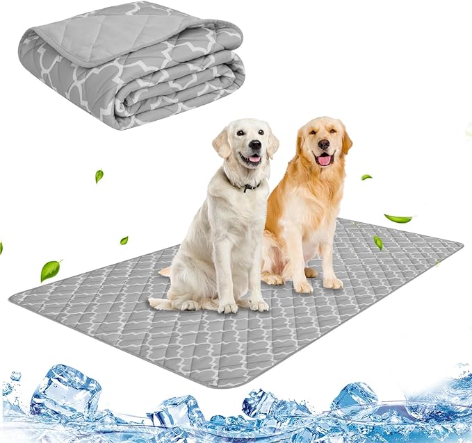 PUPTECK Dog Cooling Mat for Medium Large Dogs, Cooling Blanket for Kennels Crate Floor, Pets Cooling Pad, Self-Cooling Bed for Dog Cat Summer Sleeping Outside, Washable & Portable, Large 28"x40"