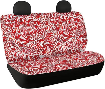 Red Candy Cane Car Rear Seat Covers