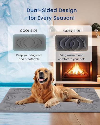 ZonLi Dog Cooling Mat, 48" x 28"Large, Cooling Pad for Dog with Premium Silicone, Pet Cooling Mats Reversible (Cool & Warm) for Crate, Kennel, Sofa, Bed, Washable, Durable, Polar Grey