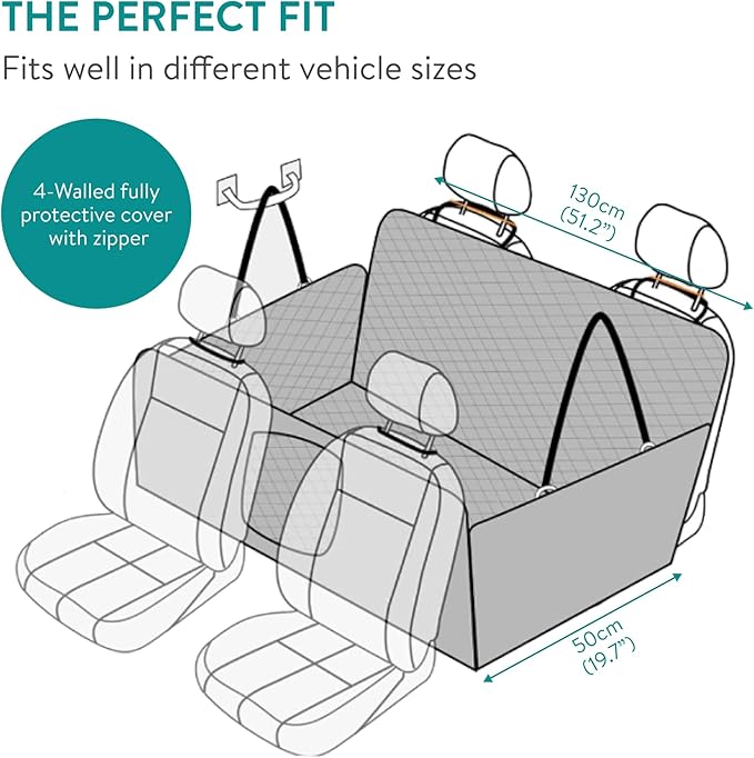 Navaris Dog Car Seat Cover for Cars Back Seats