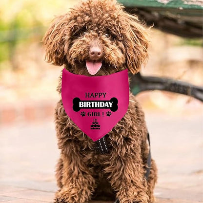 Dog Birthday Bandanas Dog Birthday Girl Dogs Pet Scarf Photo Prop Accessories for Dog Lover Dog Birthday Party Supplies for Small Medium Larger Dogs, Pink