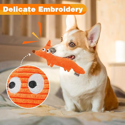 Squeaky Dog Toys, Cute Plush Toy for Dogs Indoor Play, Interactive Dog Toys with Non-Shedding Material for Small and Medium Dogs - Fox