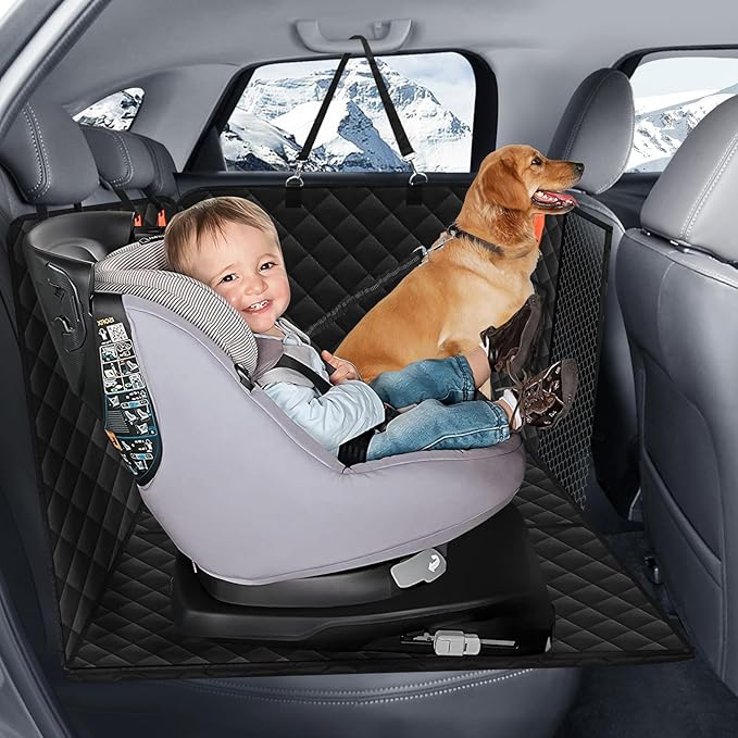 Back Seat Extender for Dogs,Large Space, Dog Car Seat Cover Hard Bottom Holds 400lbs, Sturdy Backseat Extender for Dogs, Waterproof Dog Hammock for Car Dog Car Bed for Car, SUV, Truck