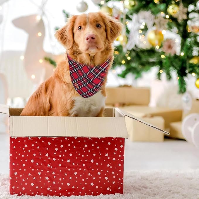 Christmas Day Dog Bandana Red Green Plaid Cotton