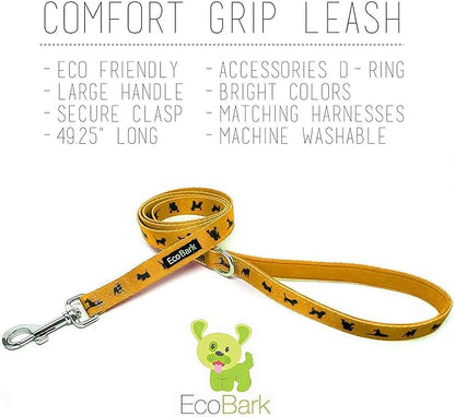 EcoBark Dog Leash - 4 FT / 5 FT / 6 FT Reflective Dog Leash- Eco-Bright Dog Leashes with Padded Handle - Strong Heavy Duty Dog Leash - Nylon Dog Leash for Medium and Large Dogs (Yellow Dog Leash)