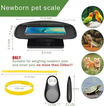 Puppy Scales for Weighing, Multi-Function LCD Digital Puppy Scale for whelping with Pet Finder ＆ 15 Adjustable Puppy Collars, Perfect for Puppy/Hamster/Hedgehog/Food, Capacity up to 33 lb black