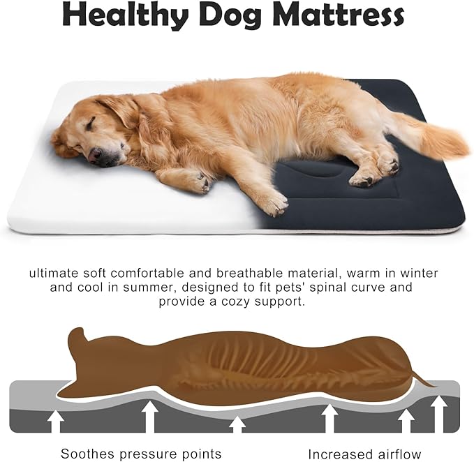 JoicyCo Large Dog Bed Soft Dog Crate Pad Mat 42 in Non-Slip Bottom Washable Dog Sleeping Mattress Pet Beds Cat Bed Kennel Pad