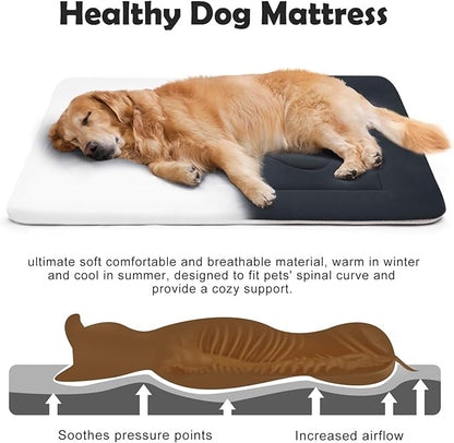 JoicyCo Large Dog Bed Soft Dog Crate Pad Mat 42 in Non-Slip Bottom Washable Dog Sleeping Mattress Pet Beds Cat Bed Kennel Pad