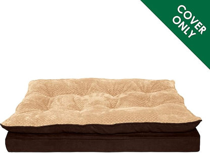 Furhaven Replacement Dog Bed Cover Minky Plush & Suede Pillow Top Mattress