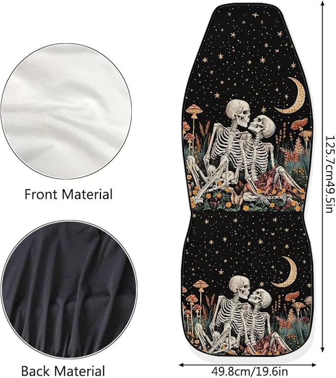 Halloween Skull Mushroom Moon Car Seat Covers Washable Seat Protector for Women Men Automotive Vehicle Seat Covers Car Interior Accessories for Cars
