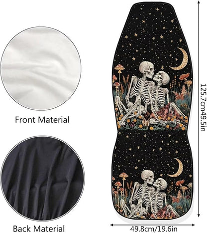 Halloween Skull Mushroom Moon Car Seat Covers Washable Seat Protector for Women Men Automotive Vehicle Seat Covers Car Interior Accessories for Cars