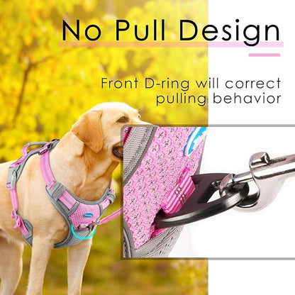 ThinkPet No Pull Harness Breathable Sport Harness with Handle-Dog Harnesses Reflective Adjustable for Medium Large Dogs,Back/Front Clip for Easy Control