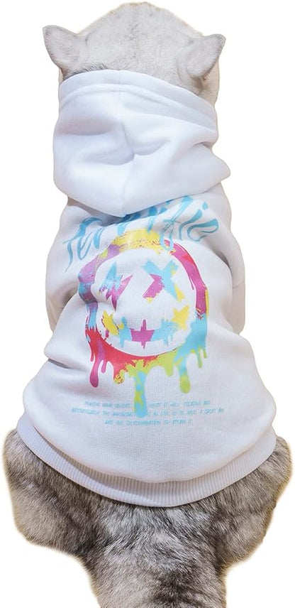 QWINEE Letter Graphic Cat Hoodie Breathable Stretchy Sweatshirts