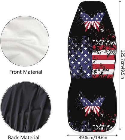 UNICEU Patriotic American Flag Butterfly 2 Packs Car Seat Covers Front Seat Only Protector Full Set 4th Natinal