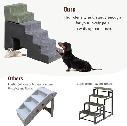 Dog Stairs Dog Steps 30 inches High for Small Large Dogs for High Beds 28-34 inches Tall 35D Foam 30 inches,