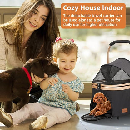 4 in 1 Folding Dog Stroller 4 Wheels