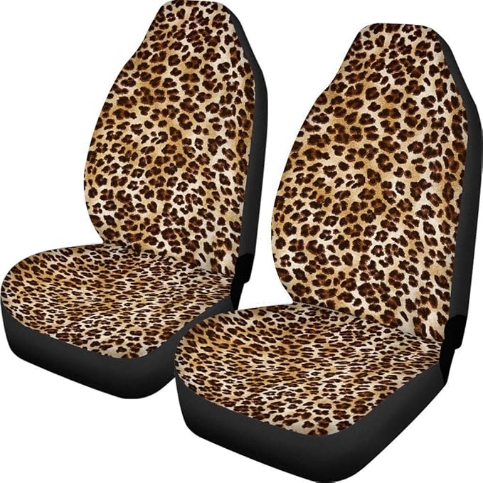 CLOHOMIN Classic Leopard Animal Print Seat Covers for Car Front Seats Only-Wild Cheetah Style Seat Covers