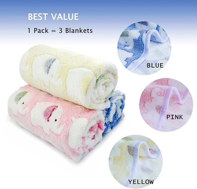 1 Pack 3 Colors 23" x 15.5" Small Blanket Soft Warm Fleece Throw Blanket Pet Kitten Blanket Fleece Puppy Blanket Cushion Ultra Light Comfortable Soft Warm Sleep Mat