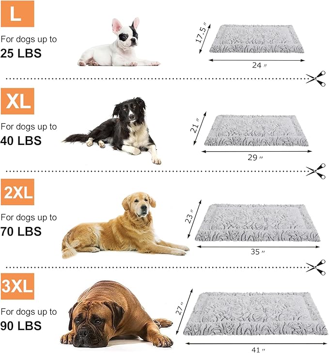 2 in 1 Dog Beds Crate Pad & Dog Cooling Mat Reversible Soft Fluffy Pet Kennel Beds for Large Medium Small Puppy Cat Sleeping Mattress Machine Wash & Dry