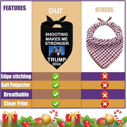 Trump 2024 Dog Bandana Make America Great Again Shooting Makes me Stronger Souvenir Flag Triangle Bibs Scarf Accessories Dog Cat Pet Animal