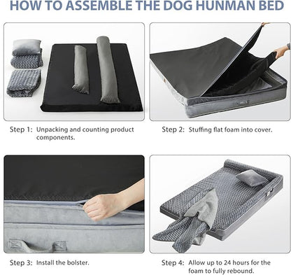 BFPETHOME Orthopedic Dog Beds for Large Dogs-Waterproof Sofa Dog Bed with Removable Washable Cover