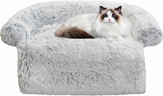 Calming Dog Bed Fluffy Plush Dog Mat for Furniture Protector with Removable Washable Cover for Large Medium Small Dogs and Cats (XS (31"x27.5"x5")