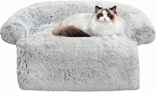 Calming Dog Bed Fluffy Plush Dog Mat for Furniture Protector with Removable Washable Cover for Large Medium Small Dogs and Cats (XS (31"x27.5"x5")
