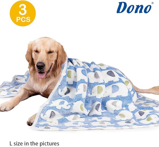 Dono 1 Pack 3 Dog Blankets, Soft Fluffy Fleece Pet Blanket Warm Sleep Mat Paw Print Design Puppy Kitten Throw Blanket Doggy Mat, Blanket for Dogs