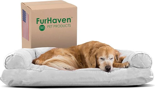 Furhaven Pillow Dog Bed for Large Dogs w/ Removable Bolsters & Washable Cover