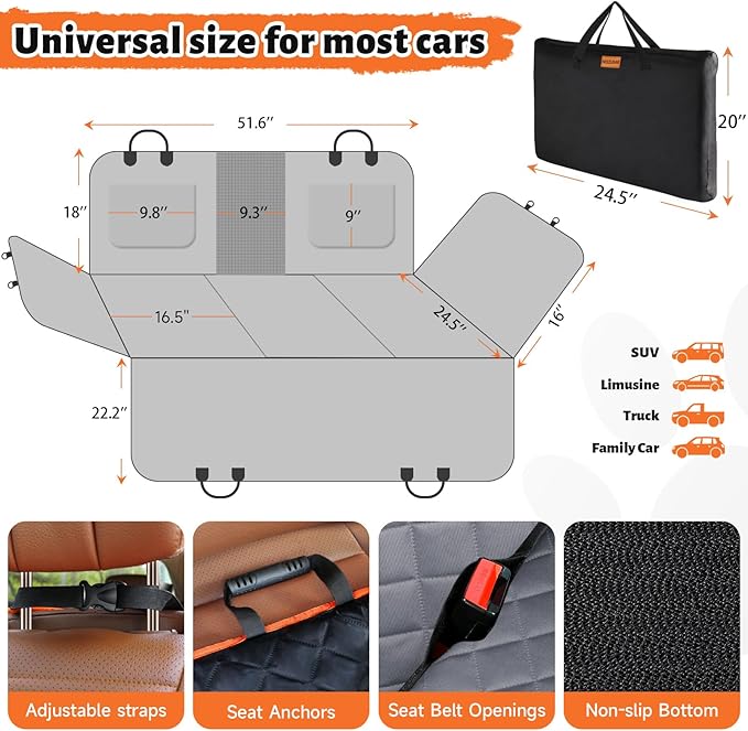 Back Seat Extender for Dogs Window,100% Waterproof