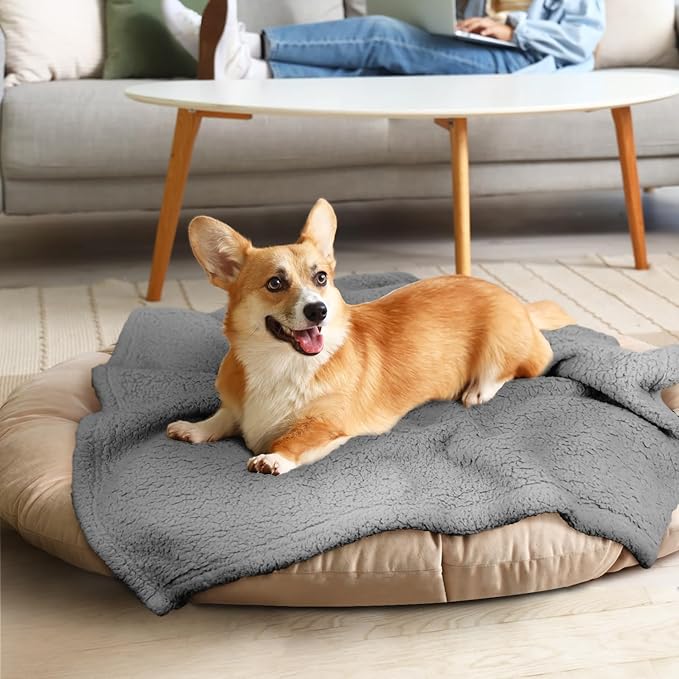 furrybaby Dog Blanket Soft Dog Blankets for Large Dogs Puppy Essentials Washable Sherpa Fleece Cat Blanket 32x40 Inches for Bed Furniture Couch Sofa (Medium