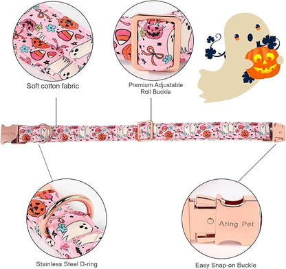 ARING PET Halloween Dog Collar-Cute Pink Dog Collar with Bow