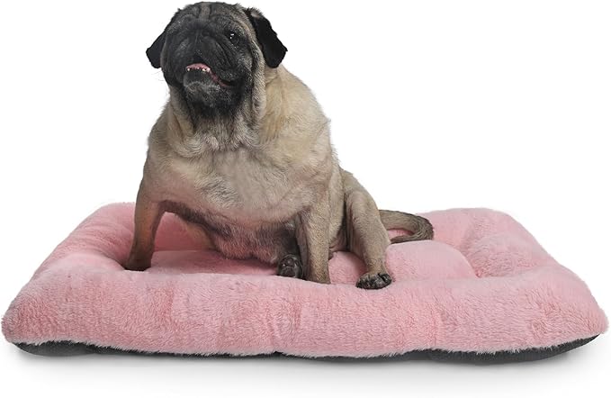 30 Inch Dog Crate Bed Pink Soft Cozy 30x19 Dog Crate Bed Bottom Anti Slip,Deluxe Plush Dog Crate Bed Washable,Fluffy Breathable Cute Dog Kennel Beds for Crates Fit Pet up to 30 lbs