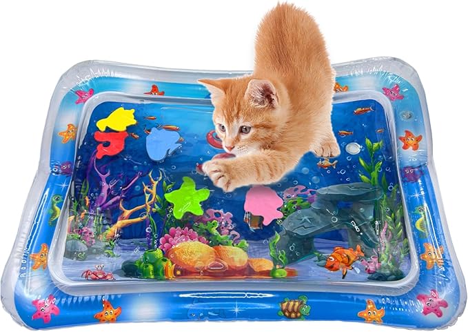 Cat Water Mat, Water Sensory Play Mat for Cats, Thickened Water Cat Mat, Pet Interactive Toys for Cats Dogs Indoor (Square)