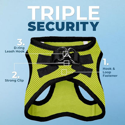 Voyager Step-in Air Cat Harness - All Weather Mesh Step in Vest Harness for Small and Medium Cats by Best Pet Supplies - Harness (Lime Green/Black Trim), XXS (Chest: 10.5-13")