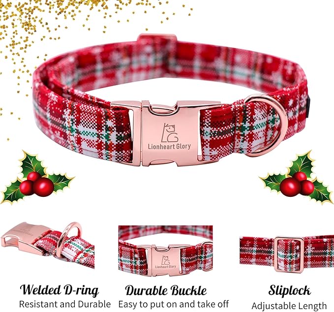 Lionheart glory Christmas Plaid Dog Collar